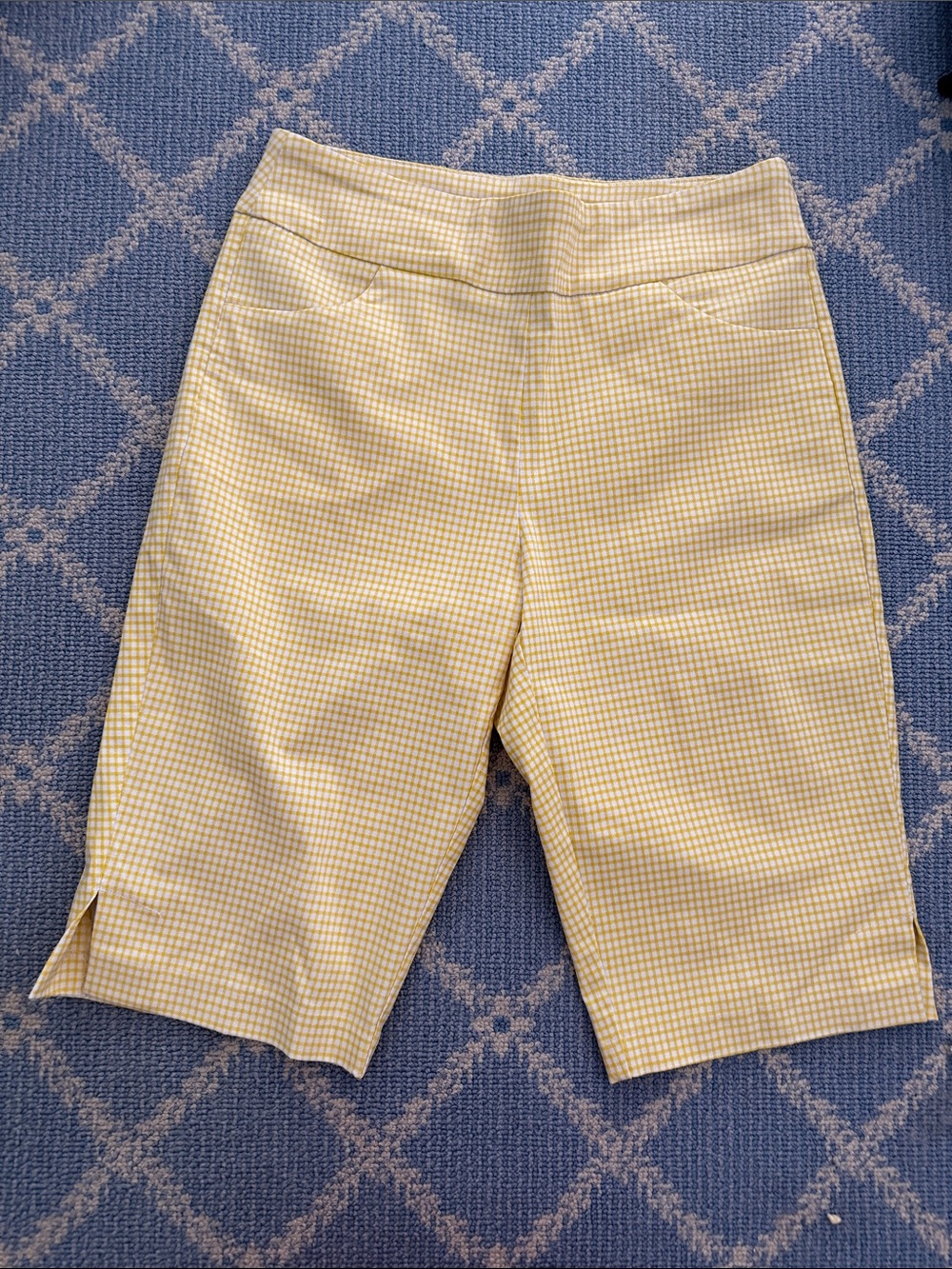 Tribal Yellow Gingham Bermuda Shorts